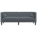 Canapé Chesterfield avec traversins 3 places gris foncé velours