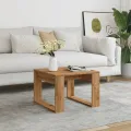 Table d'appoint chêne artisanal 50x50x35 cm bois d'ingénierie