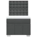 cadre de lit avec matelas Gris foncé 80x200 cm Tissu