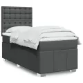 cadre de lit avec matelas Gris foncé 80x200 cm Tissu