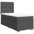 cadre de lit avec matelas Gris foncé 80x200 cm Tissu