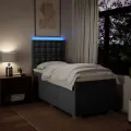 cadre de lit avec matelas Gris foncé 80x200 cm Tissu