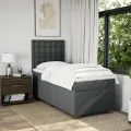 cadre de lit avec matelas Gris foncé 80x200 cm Tissu