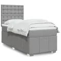 cadre de lit avec matelas Gris clair 90x200 cm Tissu