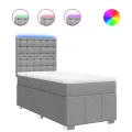 cadre de lit avec matelas Gris clair 90x200 cm Tissu