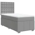 cadre de lit avec matelas Gris clair 90x200 cm Tissu