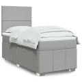 cadre de lit avec matelas Gris clair 90x200 cm Tissu