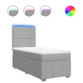 cadre de lit avec matelas Gris clair 90x200 cm Tissu