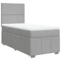 cadre de lit avec matelas Gris clair 90x200 cm Tissu