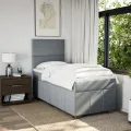 cadre de lit avec matelas Gris clair 90x200 cm Tissu