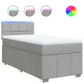 cadre de lit avec matelas Gris clair 90x200 cm Tissu