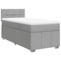 cadre de lit avec matelas Gris clair 90x200 cm Tissu