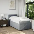 cadre de lit avec matelas Gris clair 90x200 cm Tissu