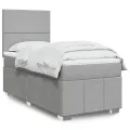 cadre de lit avec matelas Gris clair 90x200 cm Tissu