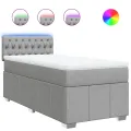 cadre de lit avec matelas Gris clair 90x200 cm Tissu