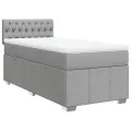 cadre de lit avec matelas Gris clair 90x200 cm Tissu