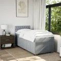 cadre de lit avec matelas Gris clair 90x200 cm Tissu