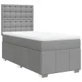 cadre de lit avec matelas Gris clair 90x200 cm Tissu