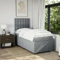 cadre de lit avec matelas Gris clair 90x200 cm Tissu