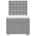 cadre de lit avec matelas Gris clair 90x200 cm Tissu