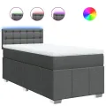 cadre de lit avec matelas Gris foncé 90x200 cm Tissu