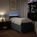 cadre de lit avec matelas Gris foncé 90x200 cm Tissu