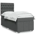 cadre de lit avec matelas Gris foncé 90x200 cm Tissu