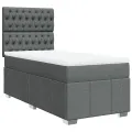 cadre de lit avec matelas Gris foncé 90x200 cm Tissu