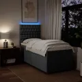 cadre de lit avec matelas Gris foncé 90x200 cm Tissu