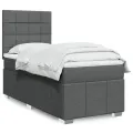 cadre de lit avec matelas Gris foncé 90x200 cm Tissu