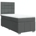 cadre de lit avec matelas Gris foncé 90x200 cm Tissu