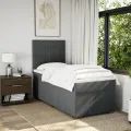 cadre de lit avec matelas Gris foncé 90x200 cm Tissu