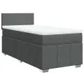 cadre de lit avec matelas Gris foncé 90x200 cm Tissu