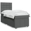 cadre de lit avec matelas Gris foncé 90x200 cm Tissu