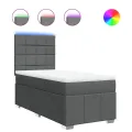 cadre de lit avec matelas Gris foncé 90x200 cm Tissu