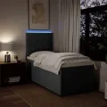 cadre de lit avec matelas Gris foncé 90x200 cm Tissu