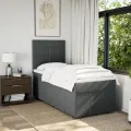 cadre de lit avec matelas Gris foncé 90x200 cm Tissu