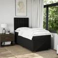 cadre de lit avec matelas Noir 90x200 cm Tissu