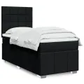 cadre de lit avec matelas Noir 90x190 cm Tissu