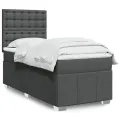 cadre de lit et matelas Gris foncé 90x190 cm Tissu