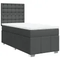 cadre de lit et matelas Gris foncé 90x190 cm Tissu