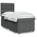 cadre de lit et matelas Gris foncé 90x190 cm Tissu