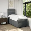 cadre de lit et matelas Gris foncé 90x190 cm Tissu