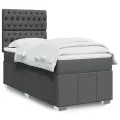 cadre de lit et matelas Gris foncé 90x190 cm Tissu