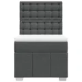 cadre de lit et matelas Gris foncé 90x190 cm Tissu