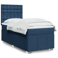 cadre de lit avec matelas Bleu 90x200 cm Tissu
