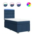 cadre de lit avec matelas Bleu 90x200 cm Tissu