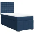 cadre de lit avec matelas Bleu 90x200 cm Tissu