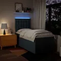 cadre de lit avec matelas Bleu 90x200 cm Tissu