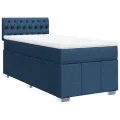 cadre de lit avec matelas Bleu 90x200 cm Tissu